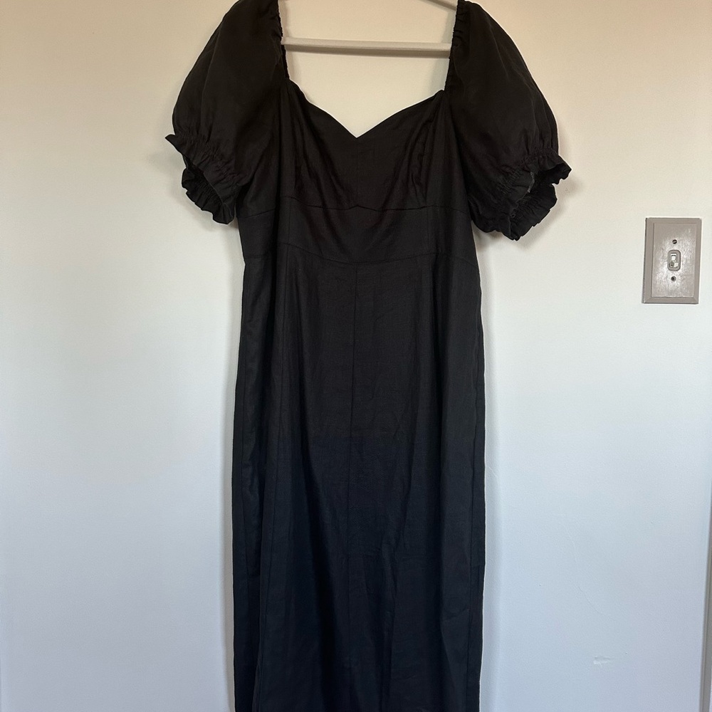 Boden Black Puff-Sleeve Midi Dress - Picture 3 of 3